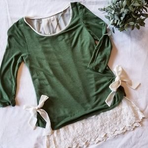 LC Lauren Conrad green tunic top w/ lace skirt